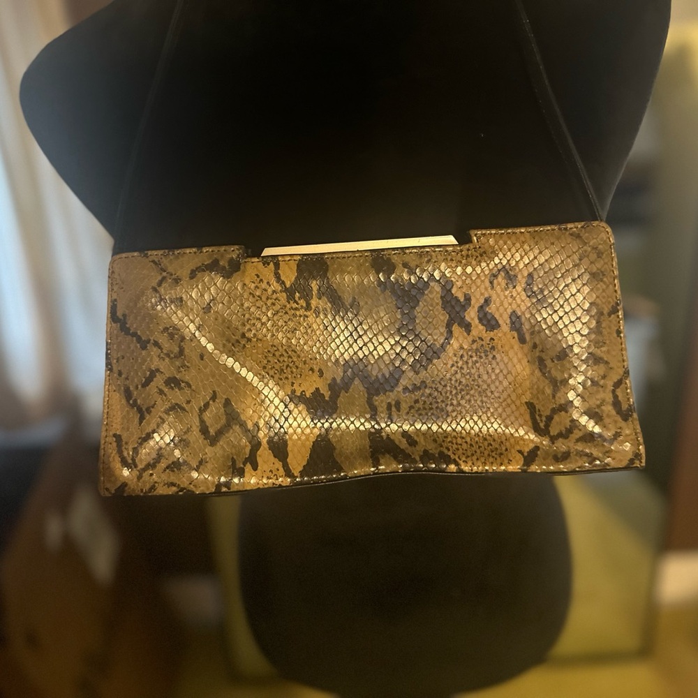Kenneth Cole Brown Snake Print Clutch
